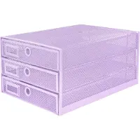 Merkloos Organisateur de documents avec 3 tiroirs - Range-bureau multifonctionnel en violet clair