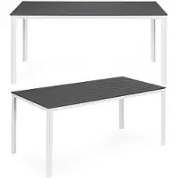 Multigarden Table de jardin pour 6 personnes, 156 x 78 cm, en polywood, mobilier de terrasse gris et blanc,
