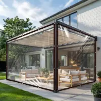 Merkloos Omgoods - Bâche transparente - Imperméable - Pour meubles de jardin - Balcon - Protection contre la pluie - 2 x 3 mètres - Polyéthylène durable - Bâche