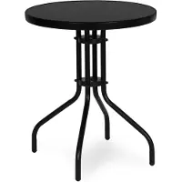 Multigarden Table de jardin ronde de 60 cm en verre trempé pour jardin, terrasse ou balcon, noire,