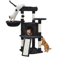 Yaheetech : Arbre à chat stable de 106 cm avec une grande plateforme, de couleur noire