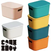 Merkloos Omgoods - Coffret de 6 boîtes de rangement en plastique empilables avec couvercle