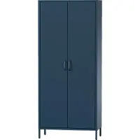 Jan Nowak armoire métallique 2 portes Flavio étagères tringle à vêtements serrure magnétique silencieuse spacieuse, 80 x 185 x 45 cm, couleur bleu foncé