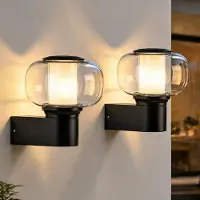 ZMH : Applique murale LED extérieure, lot de 2, pour l'extérieur, indice de protection IP65. Applique murale extérieure, douille E27, pour l'éclairage de façades, de balcons ou de halls d'entrée
