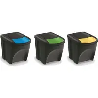 Prosperplast Sortibox Ensemble 3 Poubelles de Tri 25L Noir