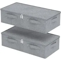 Merkloos Omgoods - Boîte de rangement sous le lit avec couvercle, 60 x 30 x 15 cm, gris