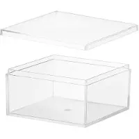 Merkloos Boîte de rangement en acrylique avec couvercle, dimensions : 7,5 x 7,5 x 4 cm, transparente
