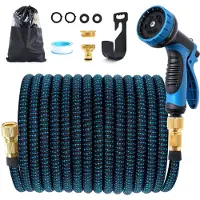 Merkloos Tuyau d'arrosage flexible - Tuyau de jardin de 30 mètres - Idéal pour le jardinage - Noir et bleu - Facilite l'arrosage - Parfait pour une utilisation extérieure - Pratique...