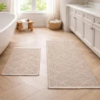 Merkloos Ensemble de 2 tapis de bain antidérapants de luxe - couleur marron