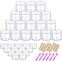 Merkloos Lot de 48 pots cosmétiques avec couvercle blanc, contenance de 60 ml