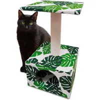 Merkloos Arbre à chat Green Leaves - Arbre à chat 3 en 1 avec plateforme et maison