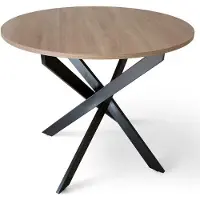 Merkloos Table en bois naturel avec pieds noirs, dimensions 90 x 75 cm
