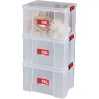 Sundis Clip'N Store, ensemble de 3 boîtes de rangement de 45 litres avec couvercle à clip, transparentes