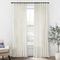 Merkloos Solidchoice - Rideaux en lin extra longs - 274 cm, translucides, couleur crème