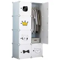 Rexo Armoire Vestiaire blanc Etagère Porte-jouets Caisson enfant
