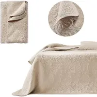 Merkloos Elzusha - Couverture de lit élégante Leila, beige, 240x260 cm, style patchwork, pour lit et canapé