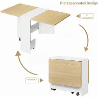 StarTech.com Table de salle à manger pliante - Table de cuisine pliable - Avec roulettes - 2 compartiments de rangement - Pour 4 à 6 personnes - 120 x 60 x 75 cm - Aspect bois