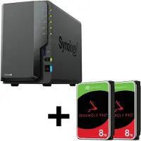 Synology DiskStation DS224+ 2 baies serveur NAS boîtier vide + 16TB (2x8TB) Seagate Ironwolf SATA (2 x 8 To, Seagate Ironwolf), NAS, Noir, Gris