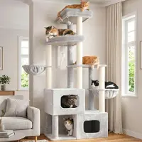 Merkloos Arbre à gratter stable de 181 cm, idéal pour les grands chats, avec 2 cachettes