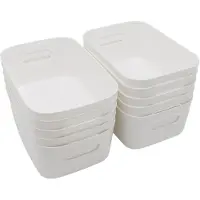 Merkloos Boîtes de rangement, lot de 10 - Boîtes en plastique - Organiseurs - Boîtes de stockage - Avec poignées - 24 x 16 x 10 cm - Blanc - Boîtes de rangement