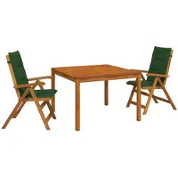 Syfax Ensemble de jardin en bois d'acacia massif, composé de 3 pièces