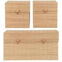 Merkloos Ensemble de 3 boîtes de rangement en bambou avec couvercle