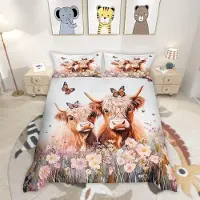 Merkloos Omgoods - Couverture de lit "Vaches des Highlands" pour enfants et adultes