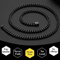 Markenlos Collier en acier à maillons cubains, largeur 4-13 mm, couleurs noir et or, longueur 46-76 cm