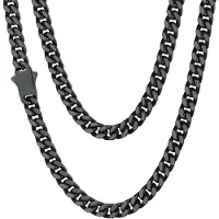 Markenlos Chaîne noire pour hommes et femmes - Chaîne en acier inoxydable de type "Curb" - Disponible en différentes largeurs : 5 mm, 7 mm, 9 mm, 12 mm - Longueur : 46 cm, 51 cm, 56 cm