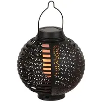 Westfalia Lanterne solaire « Flame » noire, lot de 2