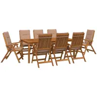 Syfax Ensemble de jardin en bois d'acacia massif, composé de 9 pièces