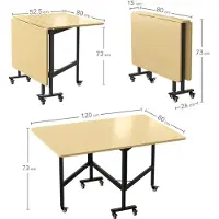 StarTech.com Table pliante - Table à manger - Style moderne - Structure en métal - Design ergonomique - 120 x 80 cm - Beige