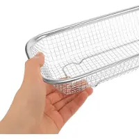 Markenlos Panier filtre en acier inoxydable argenté, idéal pour les fruits et la vaisselle, offrant une grande résistance et un rangement compact. Parfait comme cadeau de bienvenue