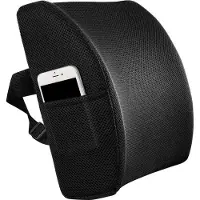 Unyqoos Coussin lombaire ergonomique en mousse à mémoire de forme, offrant un soutien dorsal avec une sangle réglable de 34 à 110 cm, habillage en mesh 3D respirant, couleur noire