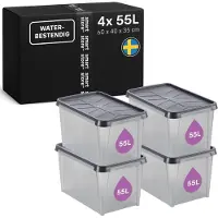 Merkloos Boîte de rangement avec couvercle, 55 litres, lot de 4