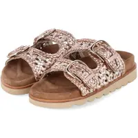 Palado , sandales plates pour femmes, couleur cuivre, en cuir lisse, taille : 42