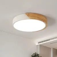 Riserva Plafonnier LED , bois, 30W, rond, blanc, 4500K (blanc neutre), diamètre 30cm – Blanc, 30W, 4500K