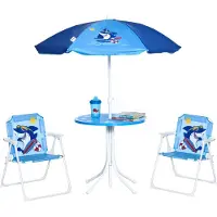 StarTech.com Ensemble de mobilier pour jardin d'enfants - 4 pièces - 2 chaises pliantes - 1 parasol - Pour les enfants de 3 à 6 ans - Structure en métal - Couleur : bleu