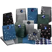 Merkloos Calendrier de l'Avent à faire soi-même, 24 sacs cadeaux de Noël, grands sacs en papier kraft, avec des autocollants, pour enfants