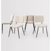 Merkloos Ensemble de 4 chaises de salle à manger rembourrées, avec dossier, revêtues de tissu boucle t montées sur des pieds en acier