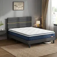 Vasagle , lit double avec sommier intégré, dimensions 160 x 200 x 20 cm, matelas en mousse à mémoire de forme avec gel, location
