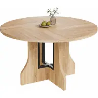 Mondeer Table ronde "" de 120 cm, table de salle à manger ou de cuisine, en chêne, pour 4 à 6 personnes