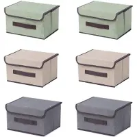 Merkloos Solidchoice - Boîtes de rangement pliables en tissu avec couvercle