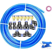 Merkloos Tuyau de 10 mètres - Polyuréthane - Diamètre extérieur de 10 mm / Diamètre intérieur de 6,5 mm - Flexible - Résistant aux intempéries - Livré avec 14 raccords et un outil de découpe - Tuyau d'air