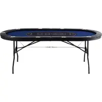 SUGIFT Table de poker de casino, pieds pliables, dimensions : 2140 x 1070 x 760 mm (longueur x largeur x hauteur). Table de poker pliable, tapis de jeu noir et bleu, conçue pour 10 joueurs