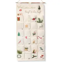 Sonstiges Calendrier de l'Avent en tissu, à remplir, avec 24 compartiments, dimensions 50x100 cm, couleur beige