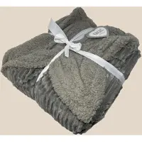Merkloos Couverture pour lit double en Fourrure artificielle, 210 x 240 cm, gris