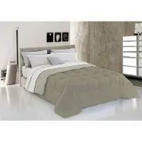 Merkloos Couverture d'hiver de 200 x 200 cm, couleur gris et crème