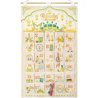 Merkloos Calendrier de l'Avent 2025 - Calendrier du Ramadan - Calendrier à suspendre - 30 compartiments - Calendrier à personnaliser - Décoration pour la maison - Calendrier de compte à rebours
