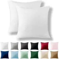 Unyqoos Ensemble de 2 housses de coussin de 50 x 50 cm – 100 % coton renforcé, fermeture éclair YKK discrète, extrêmement doues OEKO-TEX, couleur blanche, housses de coussin uniquement